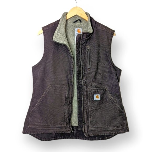 Carhartt Jackets & Blazers - Carhartt Washed Duck Sherpa Lined Brown Vest Women's M